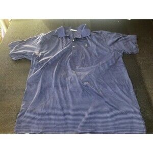Peter Millar Mens Polo 2XL Blue Stripe  XXL Big Tall‎ Golf Shirt Casual